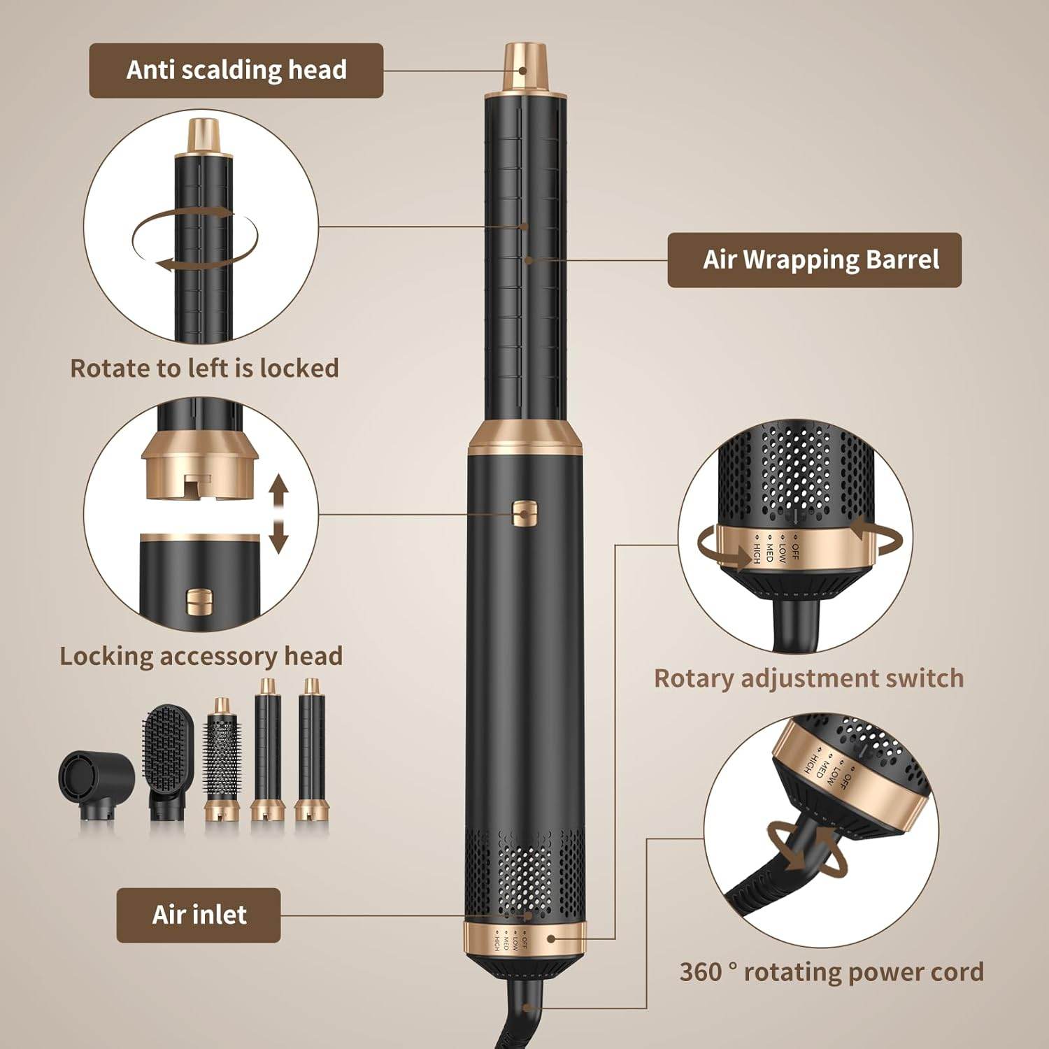 5 in 1 Hair Dryer Brush - Solanly