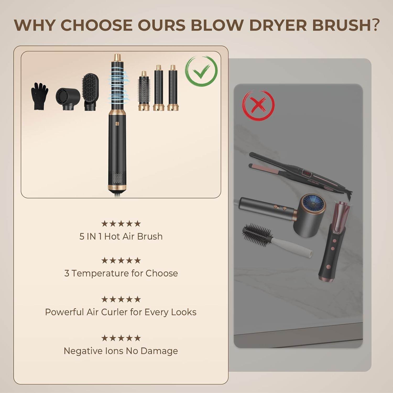 5 in 1 Hair Dryer Brush - Solanly
