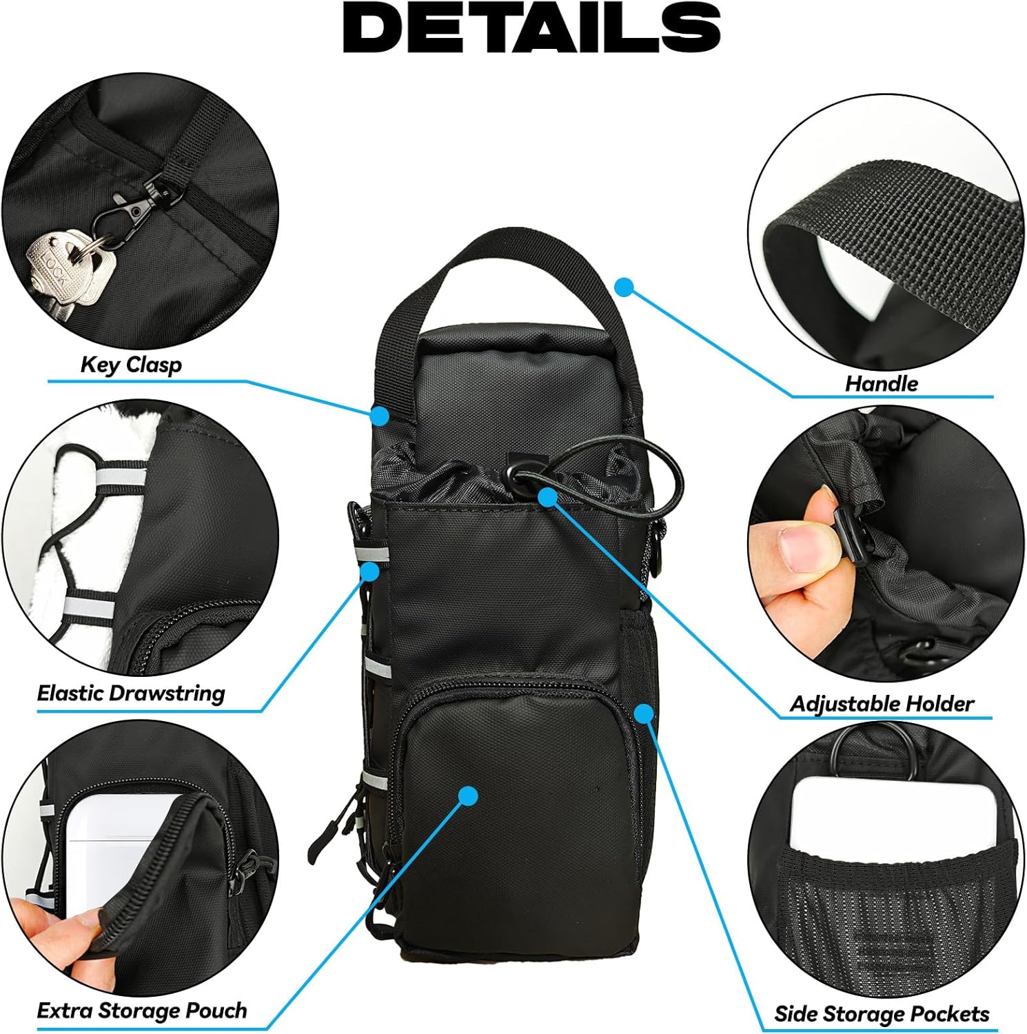 Magnetic Gym Bag – Small Black Sports Bag with Water Bottle Holder for Men & Women, Fitness Gift & Gym Accessory Solanly