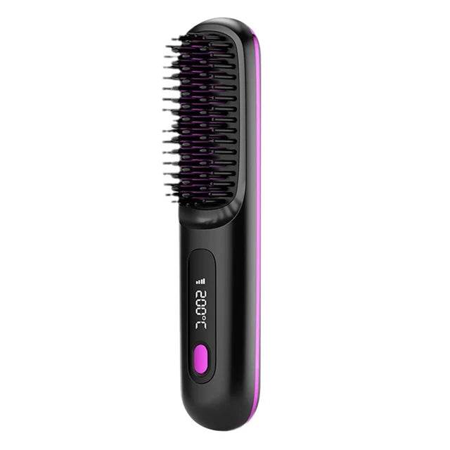 Portable Cordless Hair Straightener Brush Comb - Solanly
