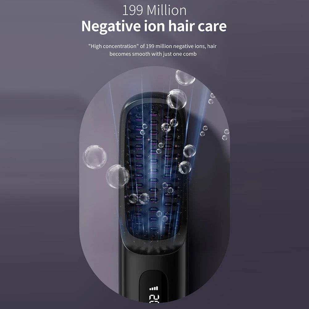 Portable Cordless Hair Straightener Brush Comb - Solanly