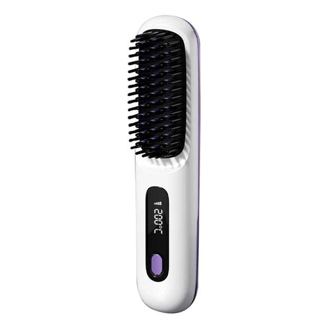 Portable Cordless Hair Straightener Brush Comb - Solanly