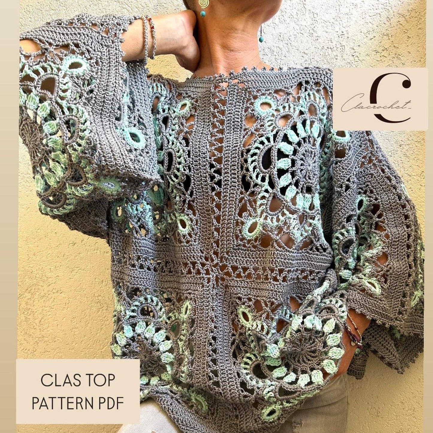 CLAS TOP Granny Square, crochet pattern Solanly