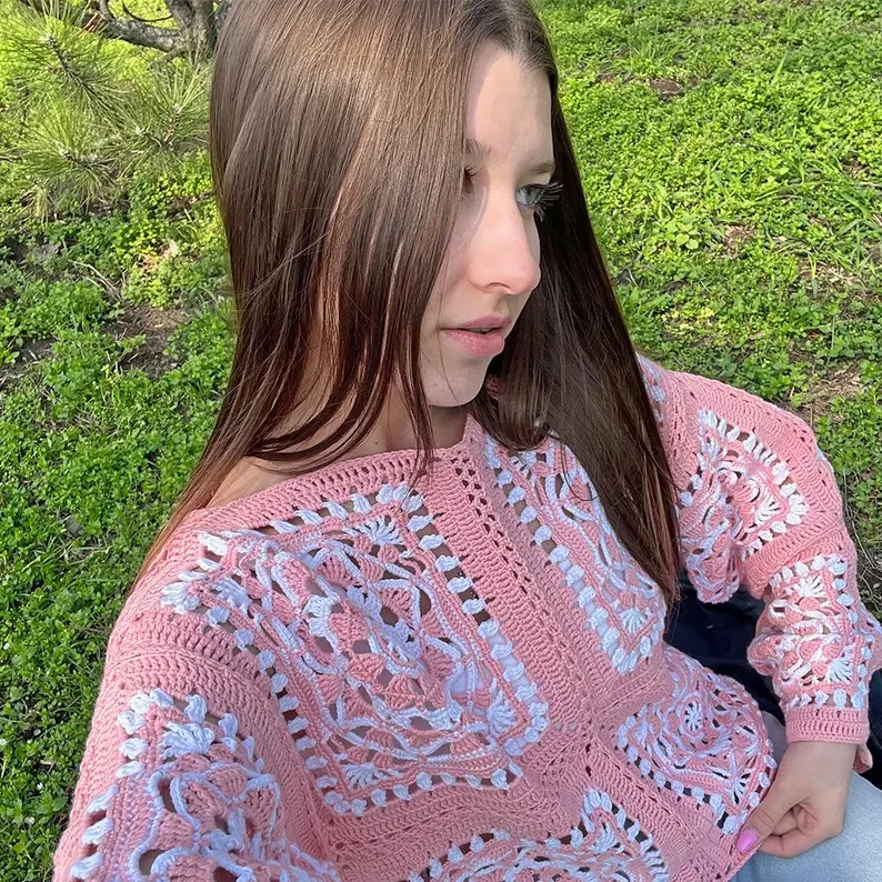 🌼 Daisy Granny Square Sweater Pattern Solanly