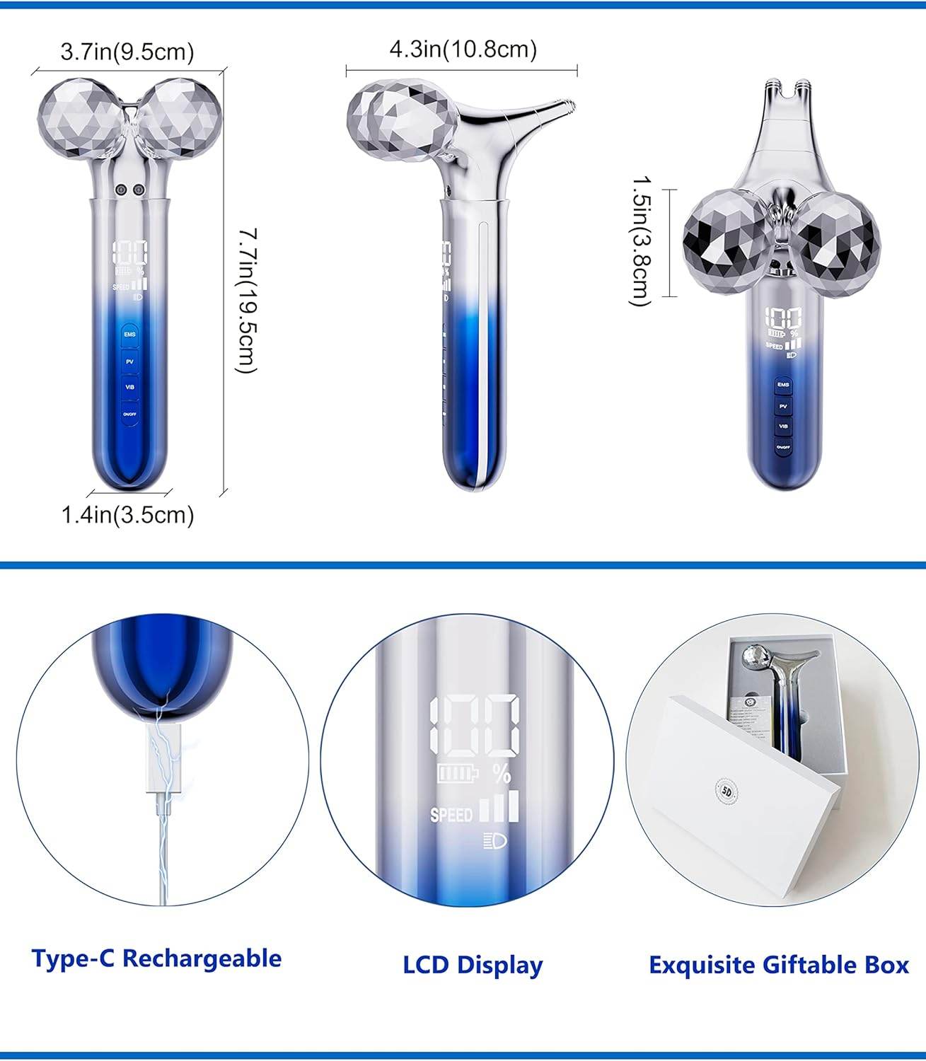 5D Microcurrent Face Massager Roller| Solanly - Solanly