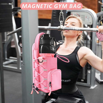 Magnetic Gym Bag for Women and Men – Small Pink Crossbody Bag with Water Bottle & Phone Holder, Gym Accessories & Fitness Gift Solanly