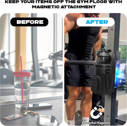 Magnetic Gym Bag – Small Black Sports Bag with Water Bottle Holder for Men & Women, Fitness Gift & Gym Accessory Solanly