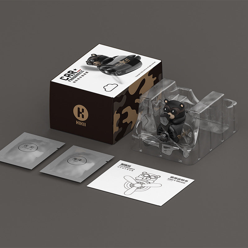 Hako Bear Car Air Freshener – Cute Pilot Design for Air Vent Aromatherapy Solanly