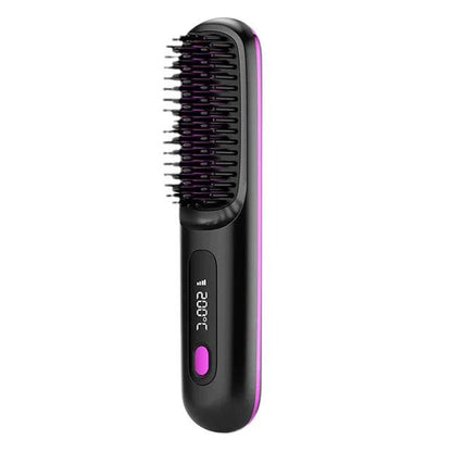 Portable Cordless Hair Straightener Brush Comb - Solanly