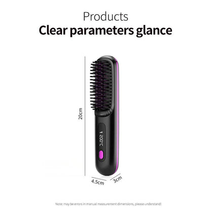 Portable Cordless Hair Straightener Brush Comb - Solanly