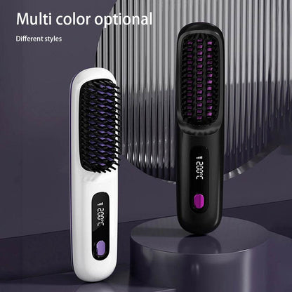 Portable Cordless Hair Straightener Brush Comb - Solanly