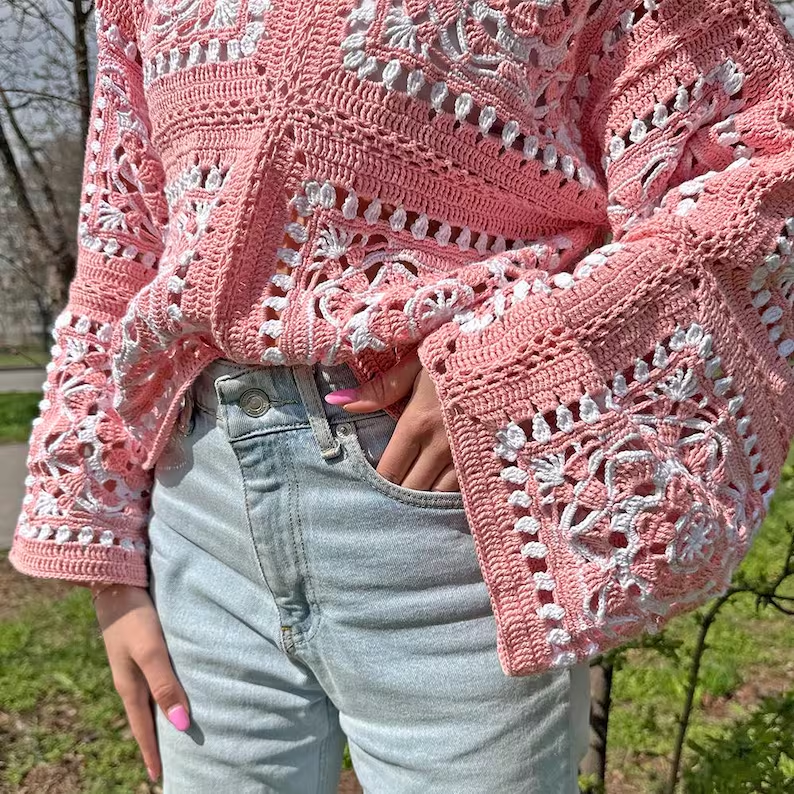🌼 Daisy Granny Square Sweater Pattern Solanly